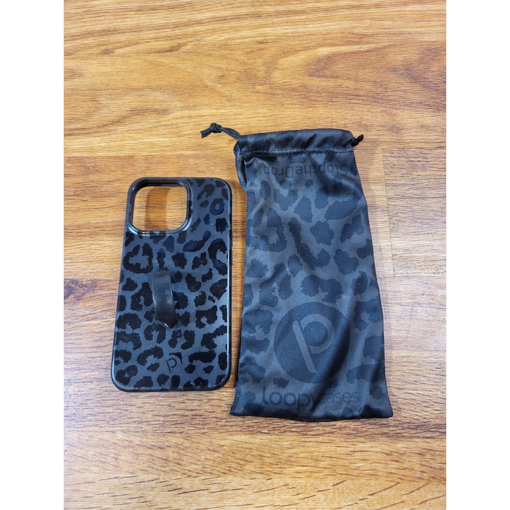Loopy Case iPhone 13 Black Leopard Righty with Bag